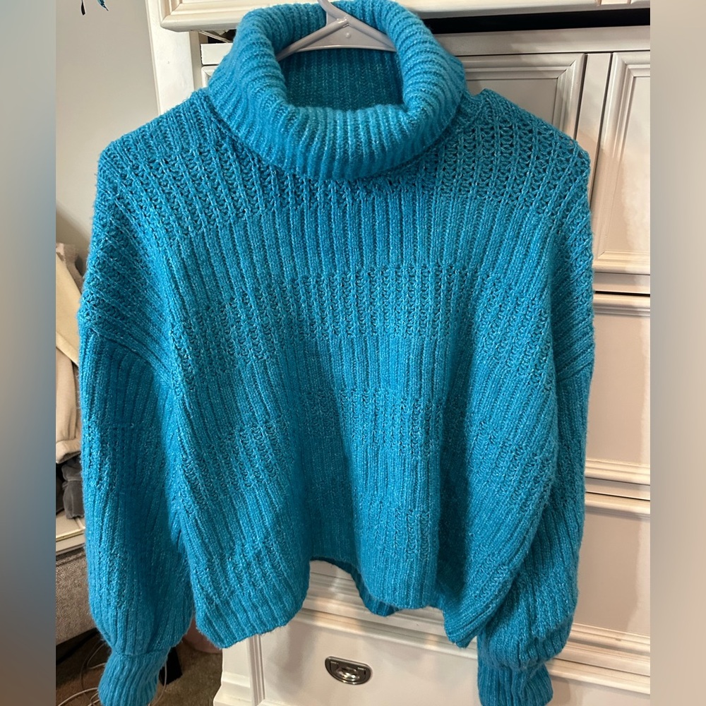 Blue turtle neck sweater